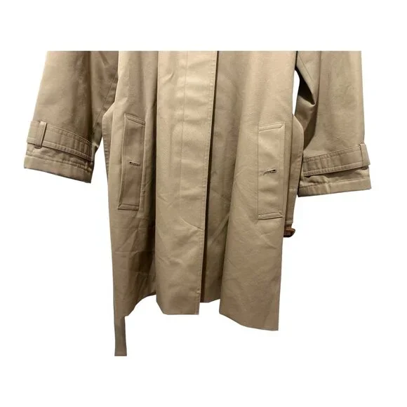 Sanyo Heavy Cotton Trench Coat Womens XS Brown Made in Japan Old Money Luxury - Picture 10 of 16